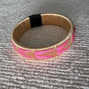 HANDCRAFTED Bracelet Earthy Aesthetic Gold Plate Cord Design With Pink Cord